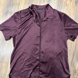INC International Concepts Men's Deep Burgundy Button Down Shirt